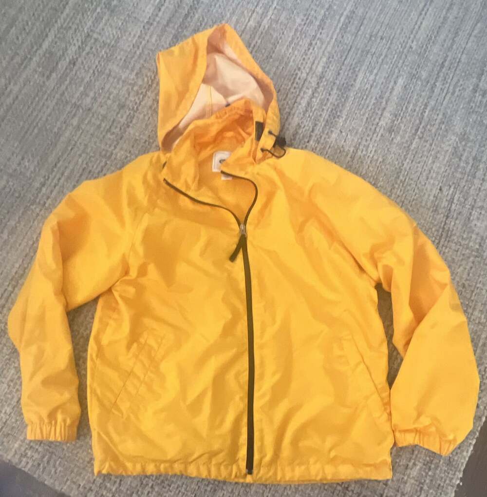 Old Navy Windbreaker Jacket Size S Yellow Hooded Full Zip